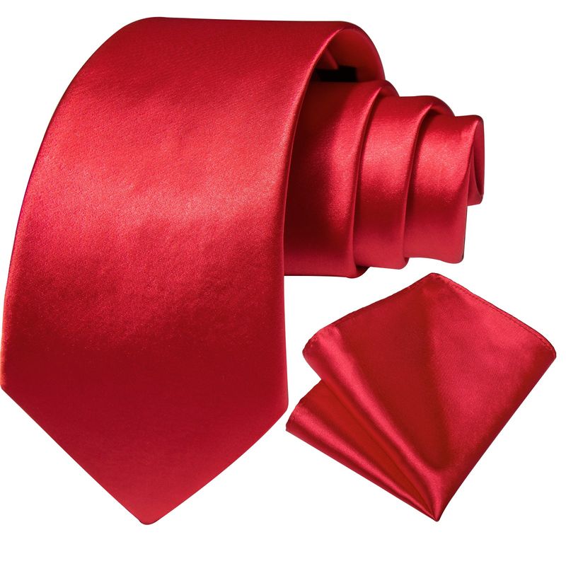 SN SONEC - Corbata Roja hombre seda con paño formal Modelo Rojo Italiano