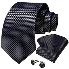 SN SONEC - Corbata hombre seda con pañuelo y colleras Modelo Grafito Texturizado