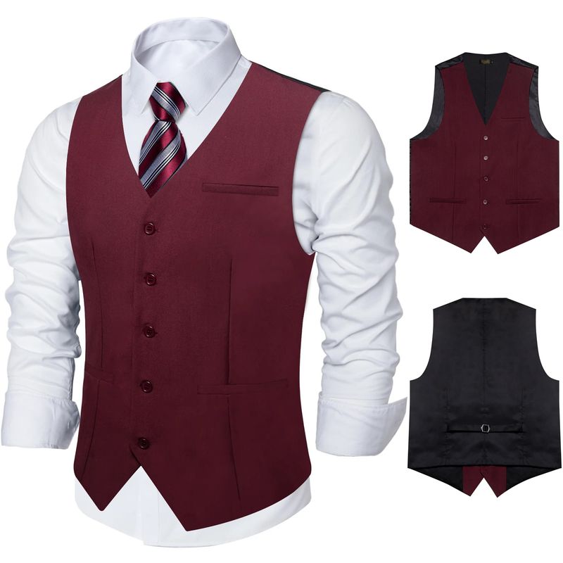 SN SONEC - Chaleco Gilet Hombre Chaqueta formal sin mangas Clasico Matrimonio