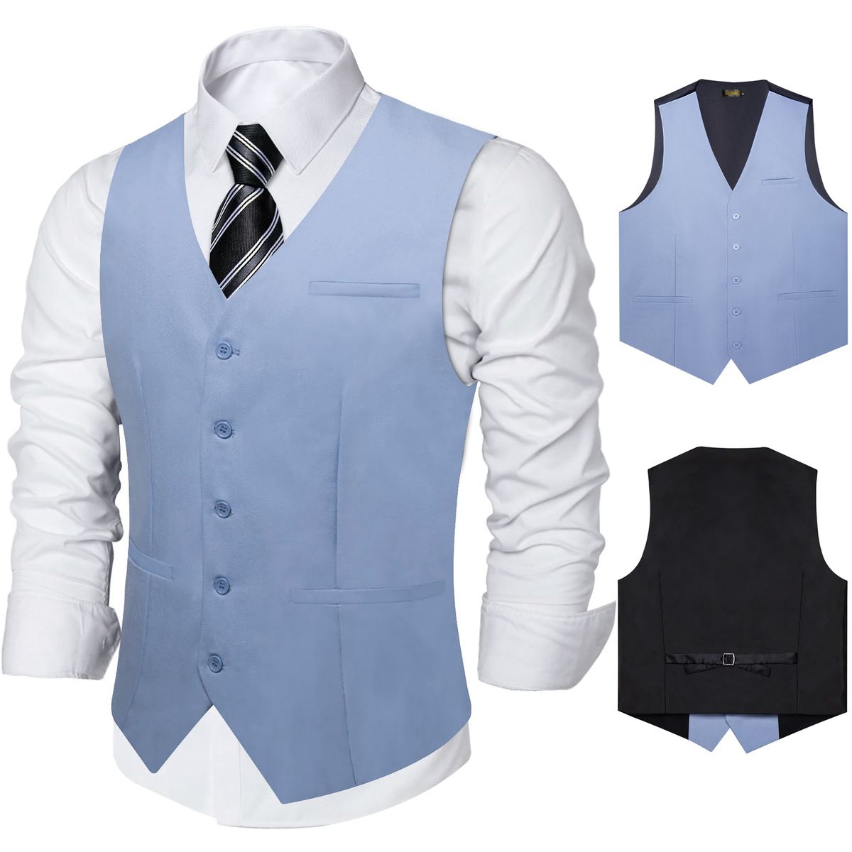SN SONEC - Chaleco Gilet Hombre Chaqueta formal sin mangas Clasico Matrimonio