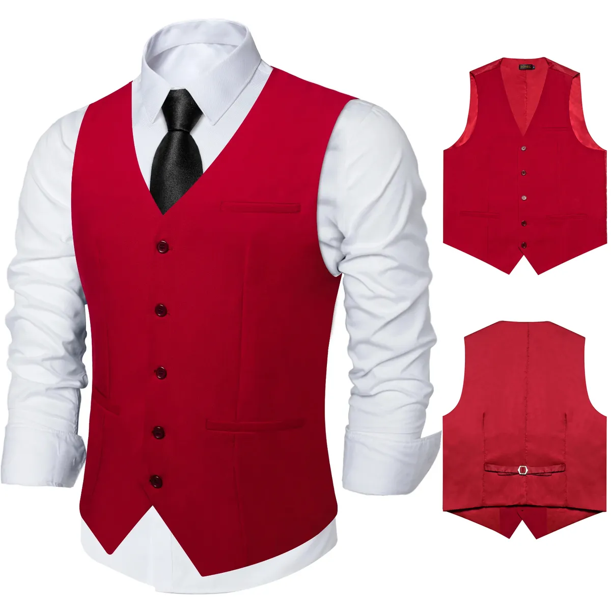 SN SONEC - Chaleco Gilet Hombre Chaqueta formal sin mangas Clasico Matrimonio