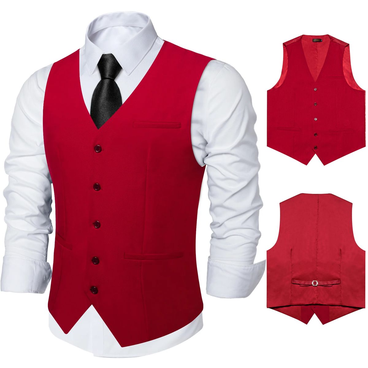 SN SONEC - Chaleco Gilet Hombre Chaqueta formal sin mangas Clasico Matrimonio