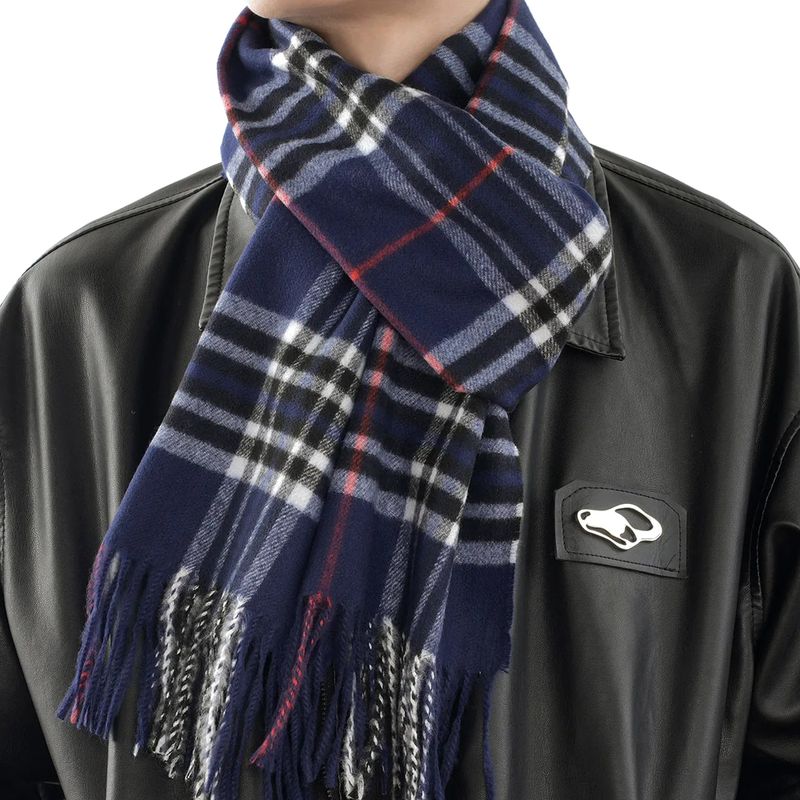 SN SONEC - Bufanda Hombre cachemira delgada cuadros y flecos Diferentes Modelos