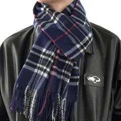 SN SONEC - Bufanda Hombre cachemira delgada cuadros y flecos Diferentes Modelos