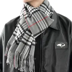 SN SONEC - Bufanda Hombre cachemira delgada cuadros y flecos Diferentes Modelos