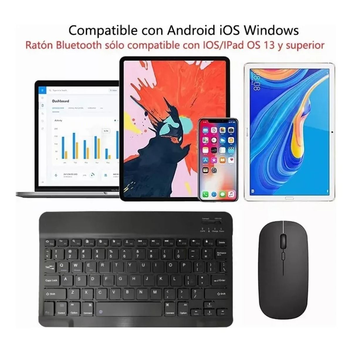 GIOIO - Kit Teclado Mouse Inalambrico Ligero Bluetooth Recargable