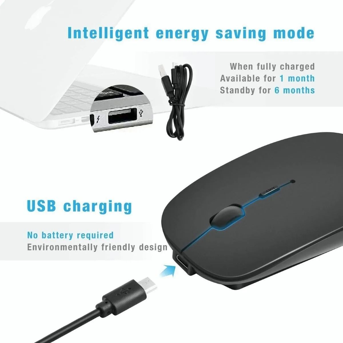 GIOIO - 24g Mouse Inalambrico Recargable Ergonomico Bluetooth
