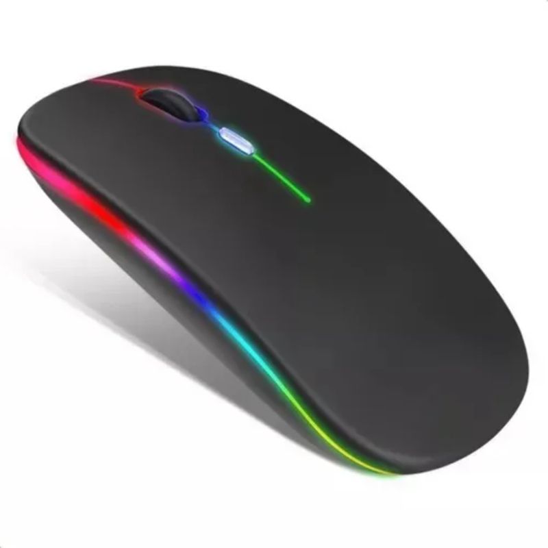 GIOIO - Mouse Sem Fio Recarregável Led Carregador Bateria Cor Preto