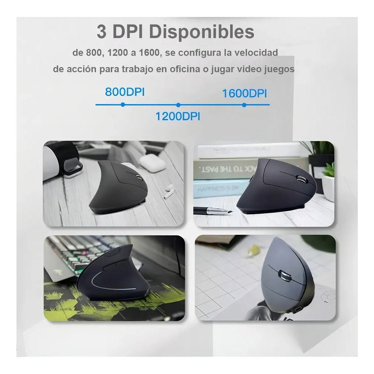 GIOIO - Ratón vertical inalámbrico ergonómico recargable 24 g