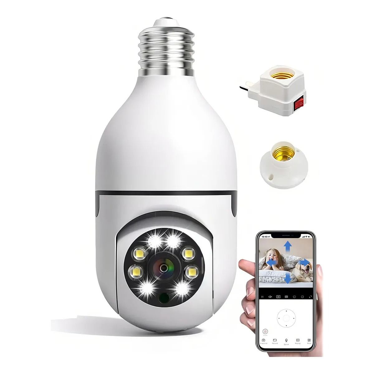 GIOIO - Cámara Vigilancia Wifi Foco Hd 360º Exteriorinterior