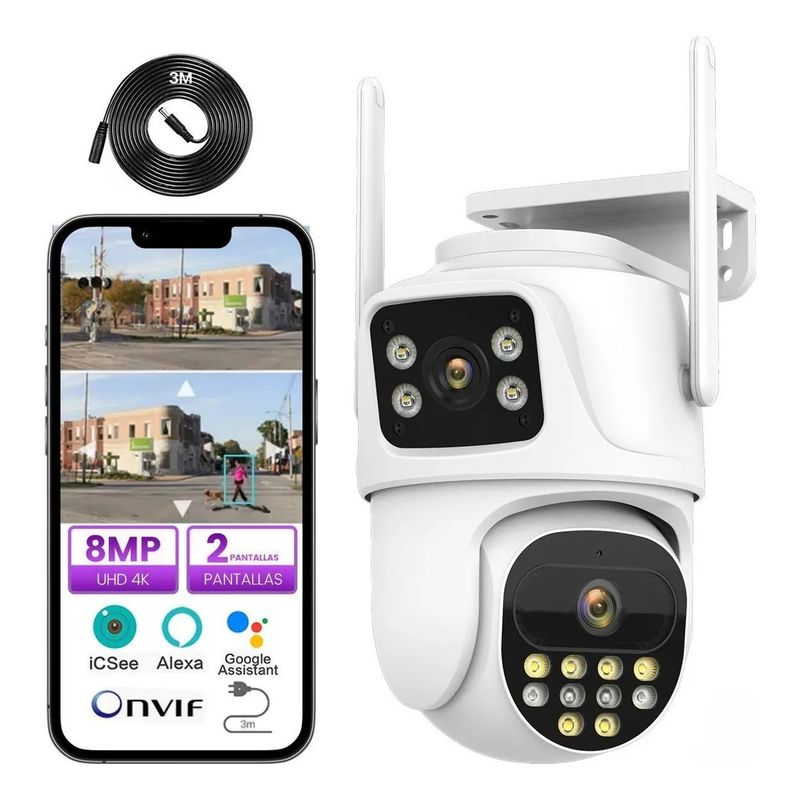 GIOIO - Cámara De Seguridad 8mp Wifi Exterior P24 Con Doble Lente.