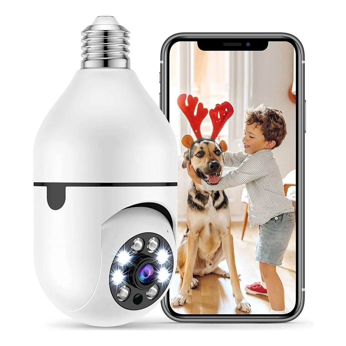 GIOIO - Cámara De Seguridad Wifi De 360° 1080p E27 Con Visión Alarma