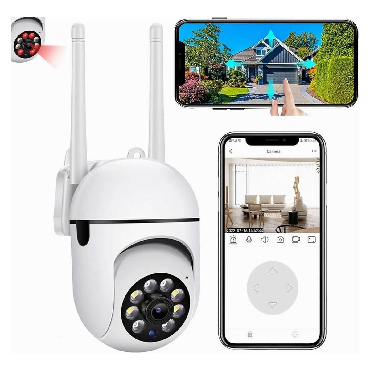 GIOIO - Cámara De Seguridad Wifi Hd 1080p Ccon Remota Alarmaa Ip.