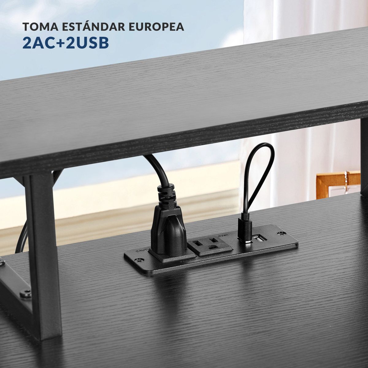 YOMYM - Escritorio Metal Oficina Doble Tablero con bolsillo 120×120×50CM