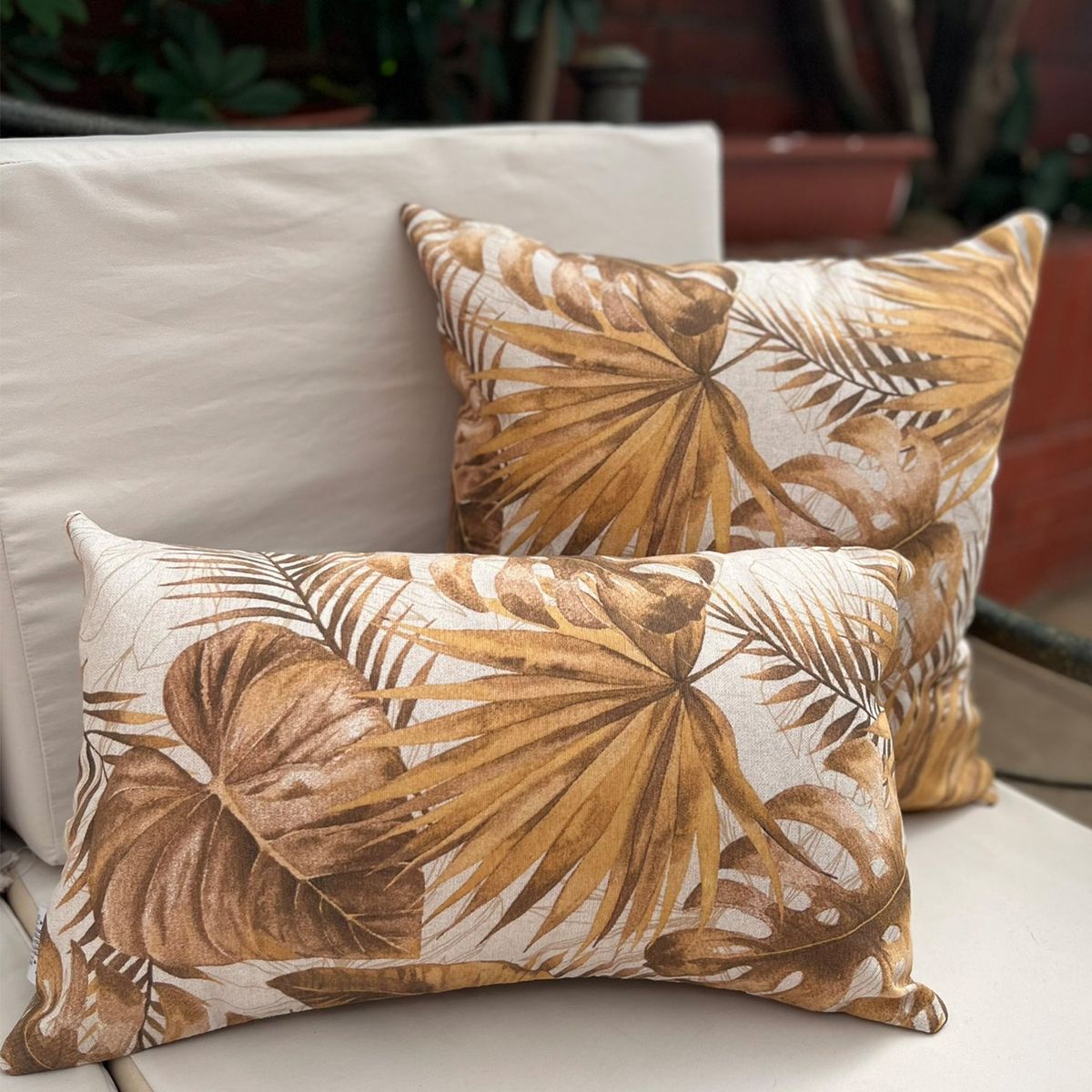 ELIZABETH PEPER - Funda Cojin Decorativo Diseño Monstera Otoño 50x30.