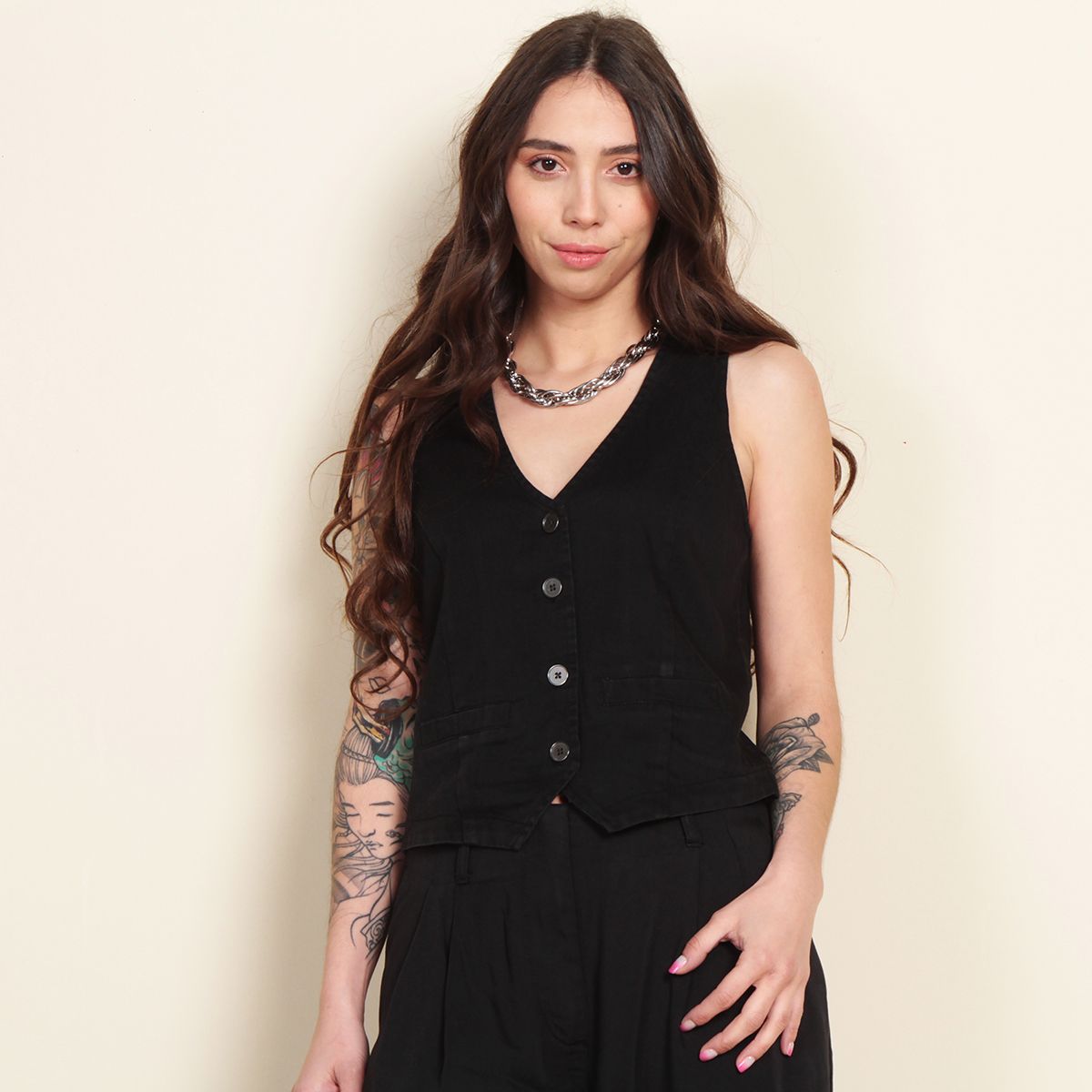 WADOS - VEST SIN MANGA DENIM ABOTONADO EN DELANTEROQ