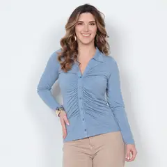 WADOS - BLUSA DE PUNTO MANGA LARGA CON RECOGIDO Y ABOTONADO EN DELANTERO