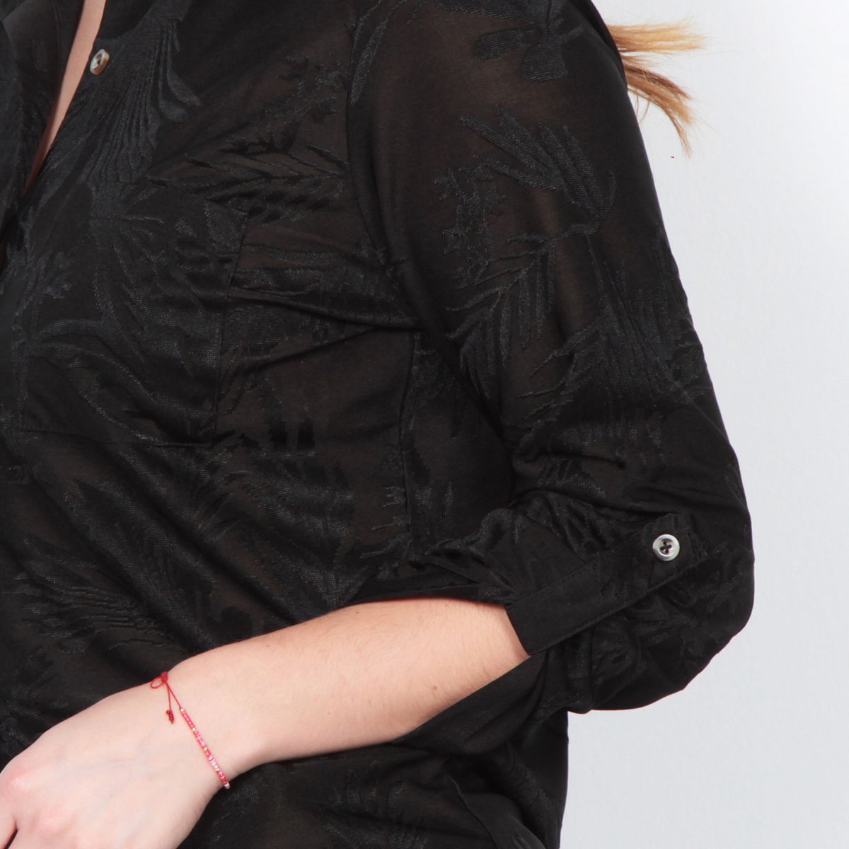 WADOS - BLUSA MANGA LARGA CON TEXTURA ABOTONADA EN EL FRENTE Y BOLSILLO