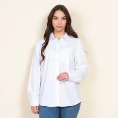 WADOS - BLUSA MANGA LARGA SOLIDA ABOTONADA CON APLICACION EN CUELLO Y CRUCE