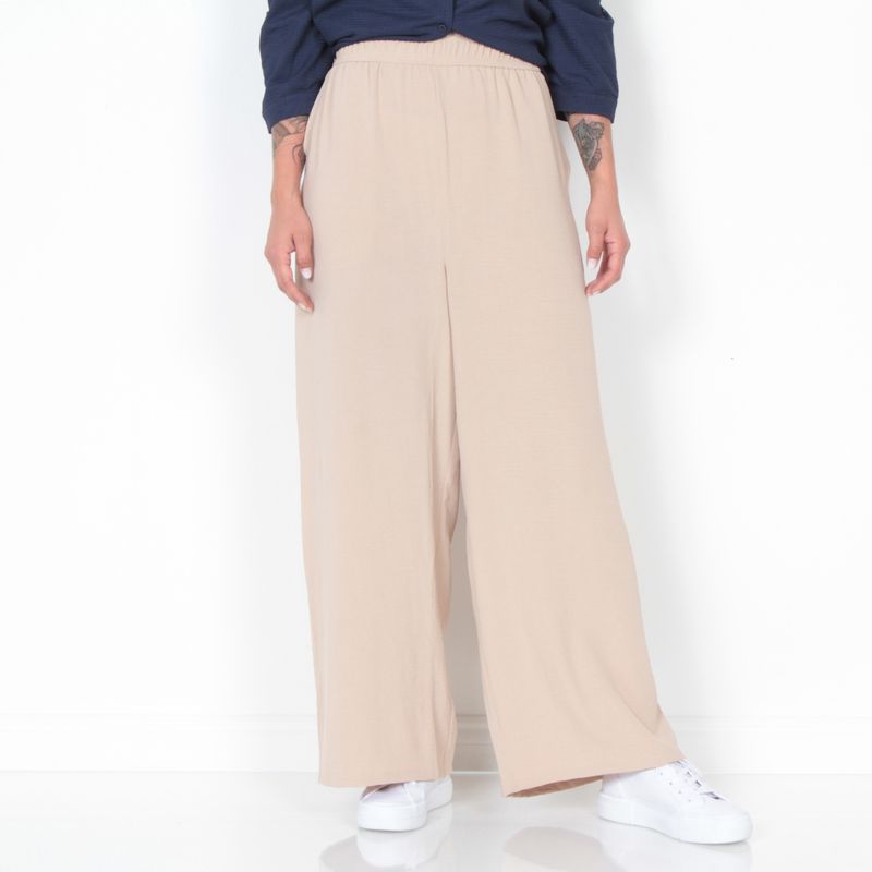 WADOS - PANTALON WIDE LEG TIRO ALTO SOLIDO PRETINA ELASTICADA CON BOLSILLO