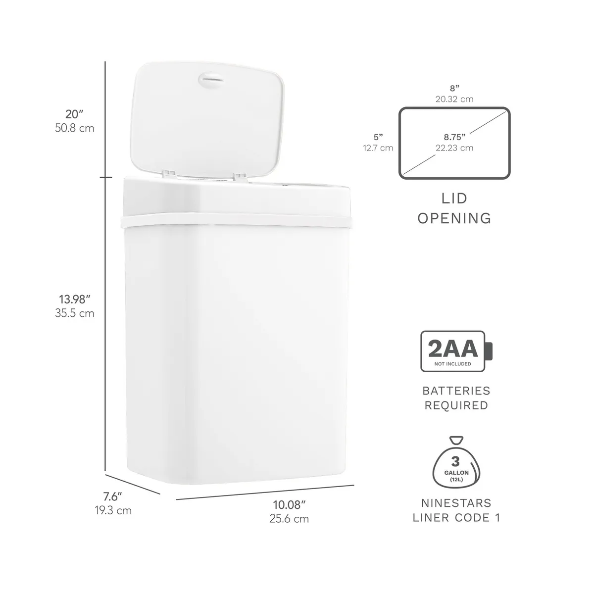NINESTARS - Basurero De Pañales Bebe Automatico Sensor Hermetico 16 Lts