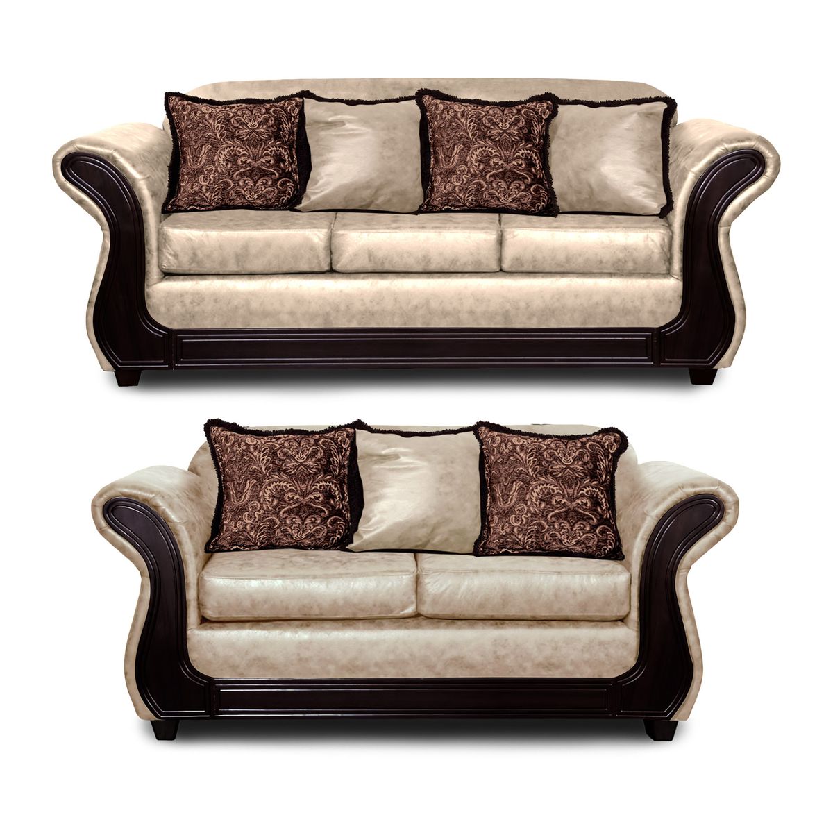 ADONIS LEUDH - Living 3+2 Palermo Envejecido Extra Grande Beige Con Pelitos