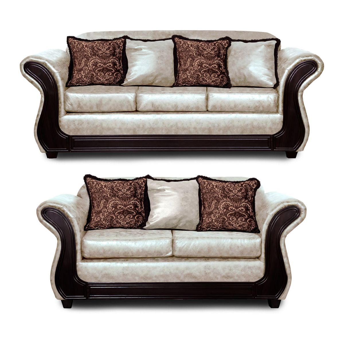 ADONIS LEUDH - Living 3+2 Palermo Envejecido Extra Grande Blanco Con Pelitos