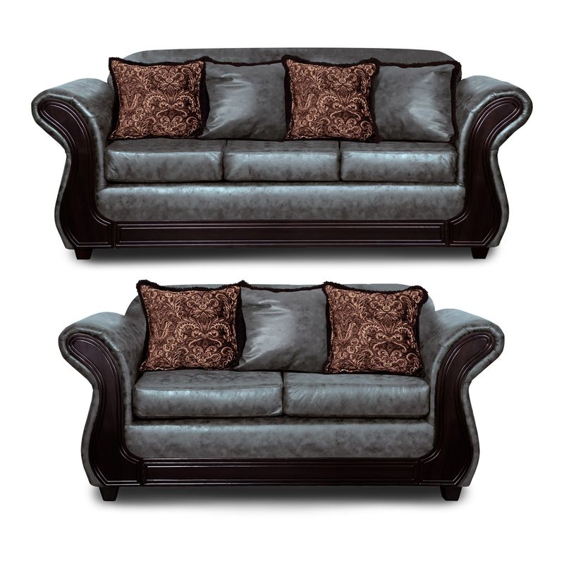 ADONIS LEUDH - Living 3+2 Palermo Envejecido Extra Grande Gris Con Pelitos