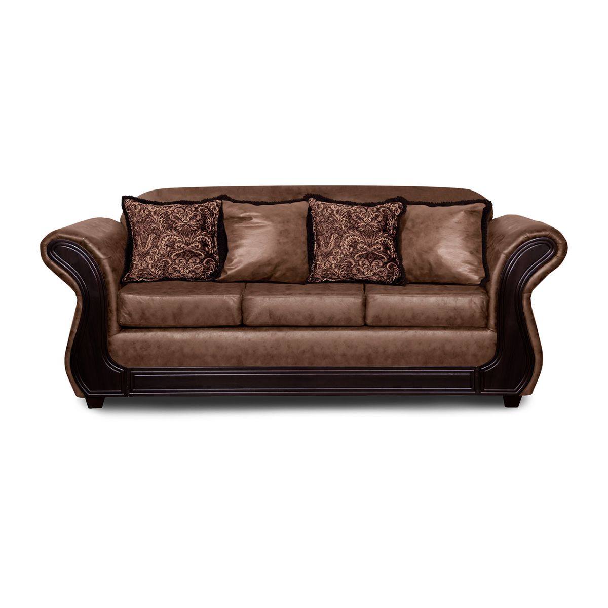 ADONIS LEUDH - Sofá 3 Personas Palermo Envejecido Extra Grande Café Claro Con Pelitos