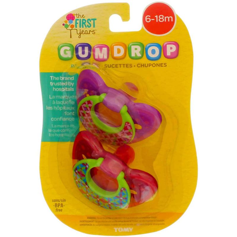 THE FIRST YEARS - PACK 2 CHUPETE SILICONA GUMDROP 6-18 MESES PINK