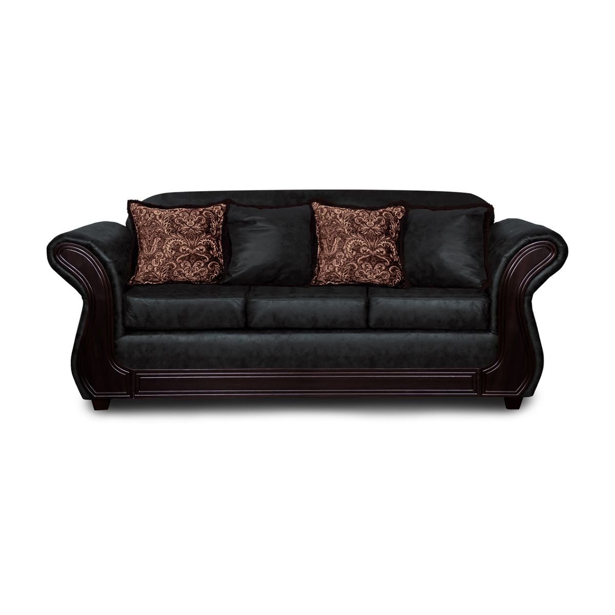 ADONIS LEUDH - Sofá 3 Personas Palermo Envejecido Extra Grande Negro Con Pelitos.