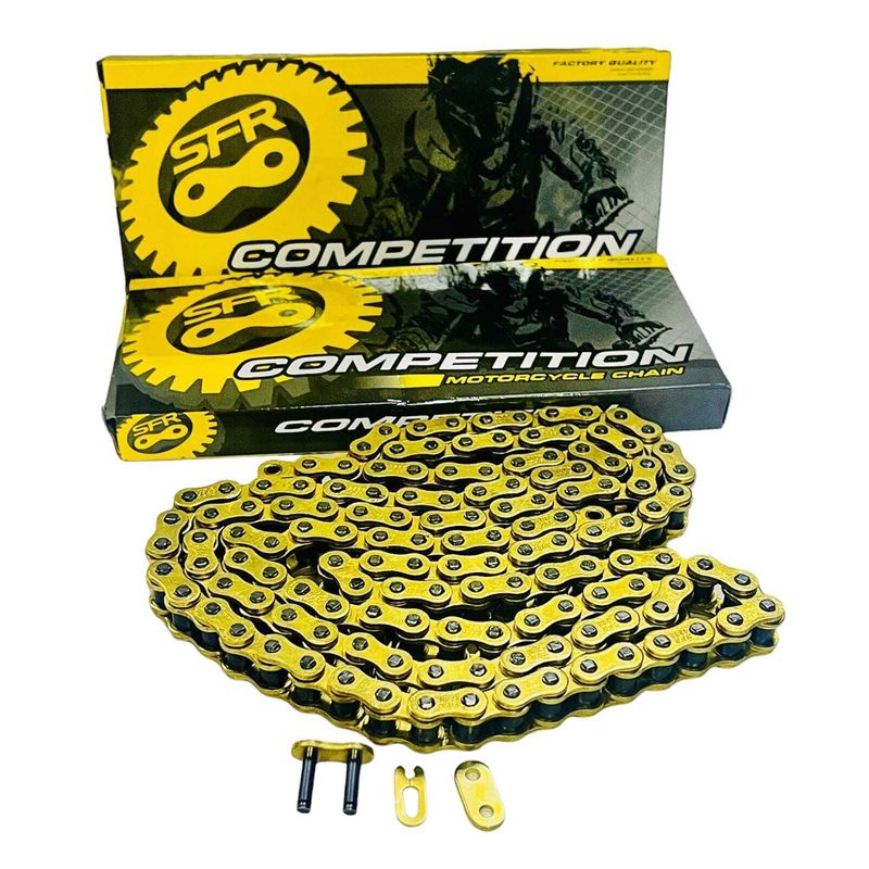GENERICO - Cadena Reforzada para Moto 428 x 138 Dorada c/ Seguro