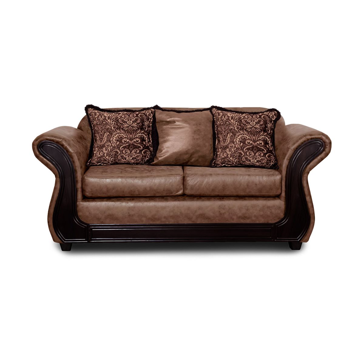 ADONIS LEUDH - Sofá 2 Personas Palermo Envejecido Extra Grande Café Claro Con Pelitos