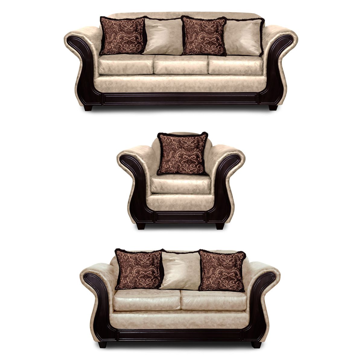 ADONIS LEUDH - Living 3+2+1 Palermo Envejecido Extra Grande Beige Con Pelitos