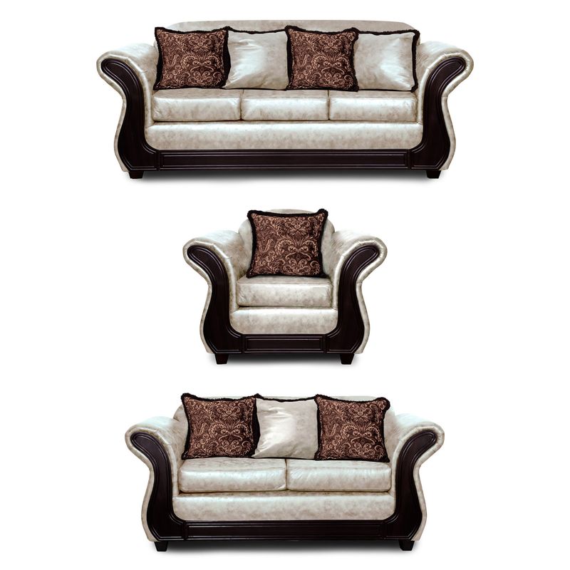 ADONIS LEUDH - Living 3+2+1 Palermo Envejecido Extra Grande Blanco Con Pelitos