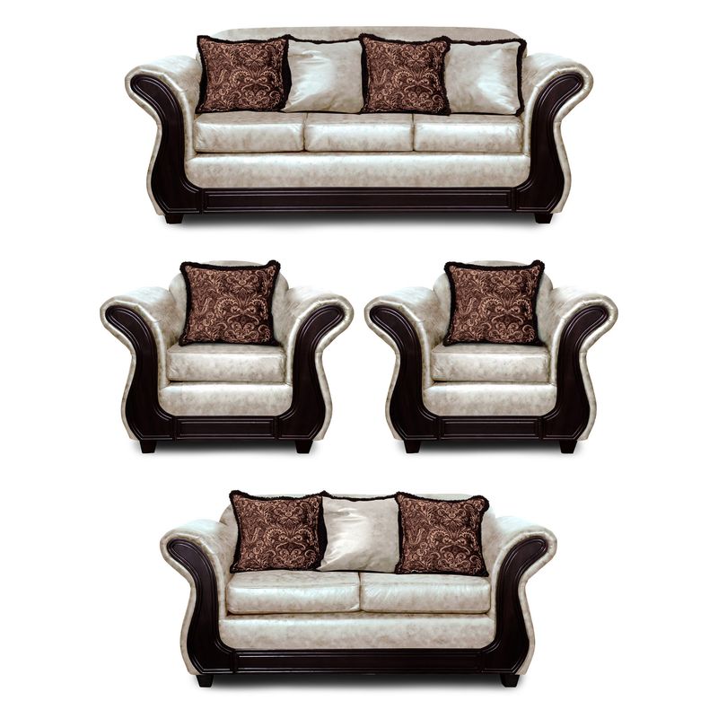 ADONIS LEUDH - Living 3+2+1+1 Palermo Envejecido Extra Grande Blanco Con Pelitos