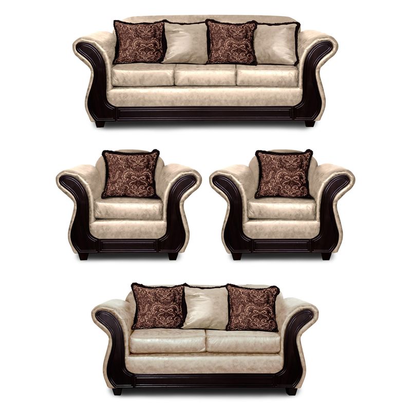 ADONIS LEUDH - Living 3+2+1+1 Palermo Envejecido Extra Grande Beige Con Pelitos