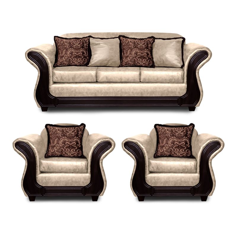 ADONIS LEUDH - Living 3+1+1 Palermo Envejecido Extra Grande Beige Con Pelitos