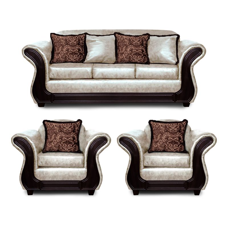 ADONIS LEUDH - Living 3+1+1 Palermo Envejecido Extra Grande Blanco Con Pelitos