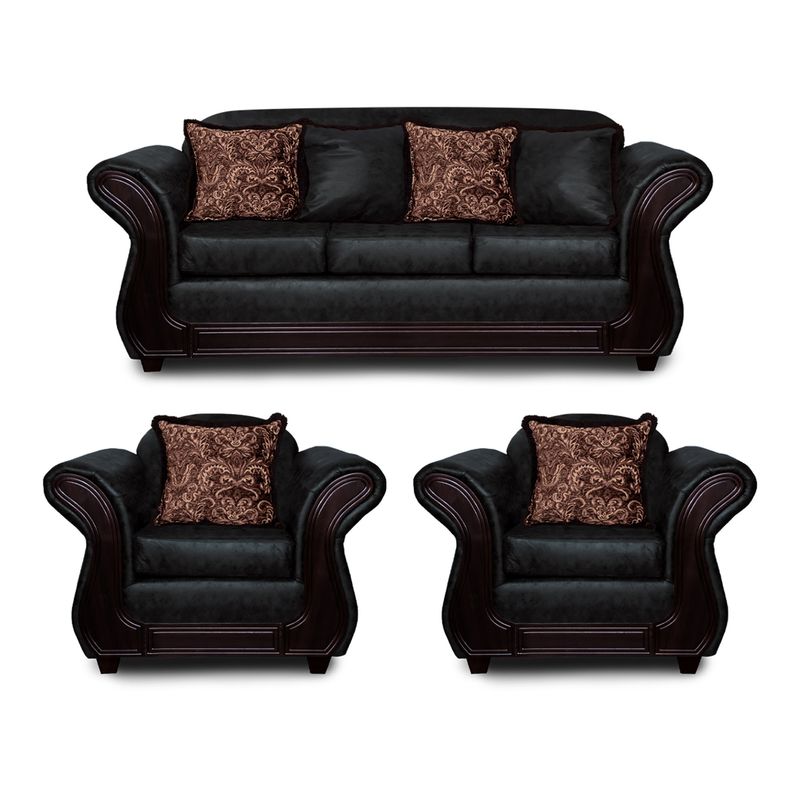 ADONIS LEUDH - Living 3+1+1 Palermo Envejecido Extra Grande Negro Con Pelitos