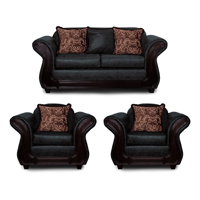 ADONIS LEUDH - Living 2+1+1 Palermo Envejecido Extra Grande Negro Con Pelitos