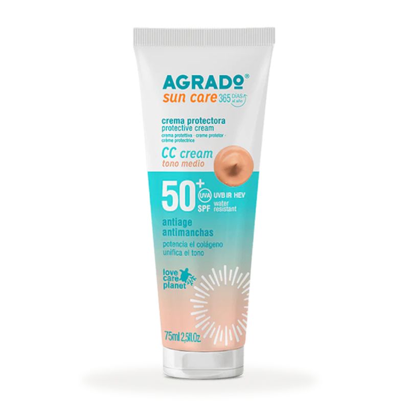 AGRADO - Crema Protectora Facial SPF50+ CC cream Agrado