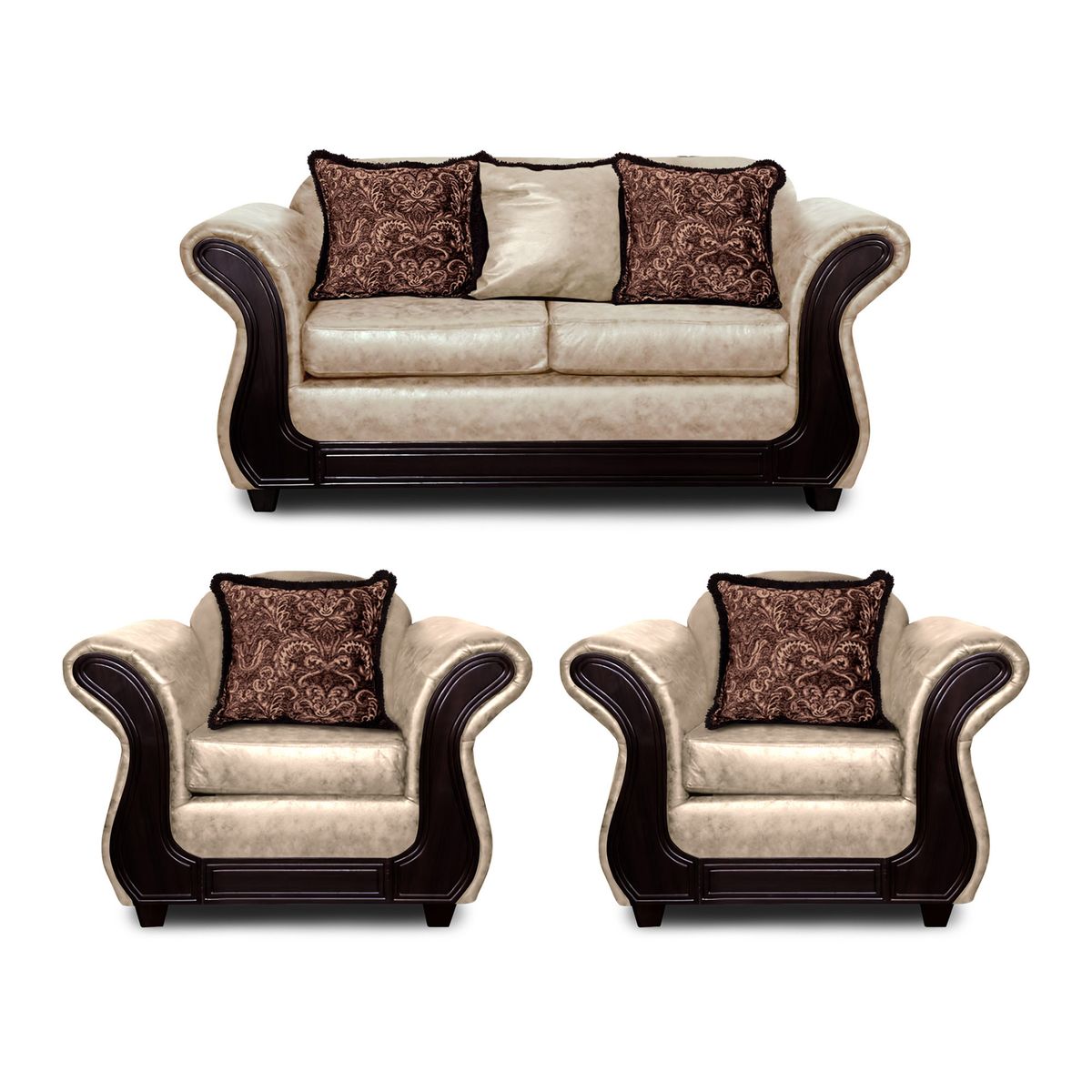 ADONIS LEUDH - Living 2+1+1 Palermo Envejecido Extra Grande Beige Con Pelitos