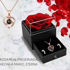 ATLAS - Flores Rosa Preservantes Collar Aros