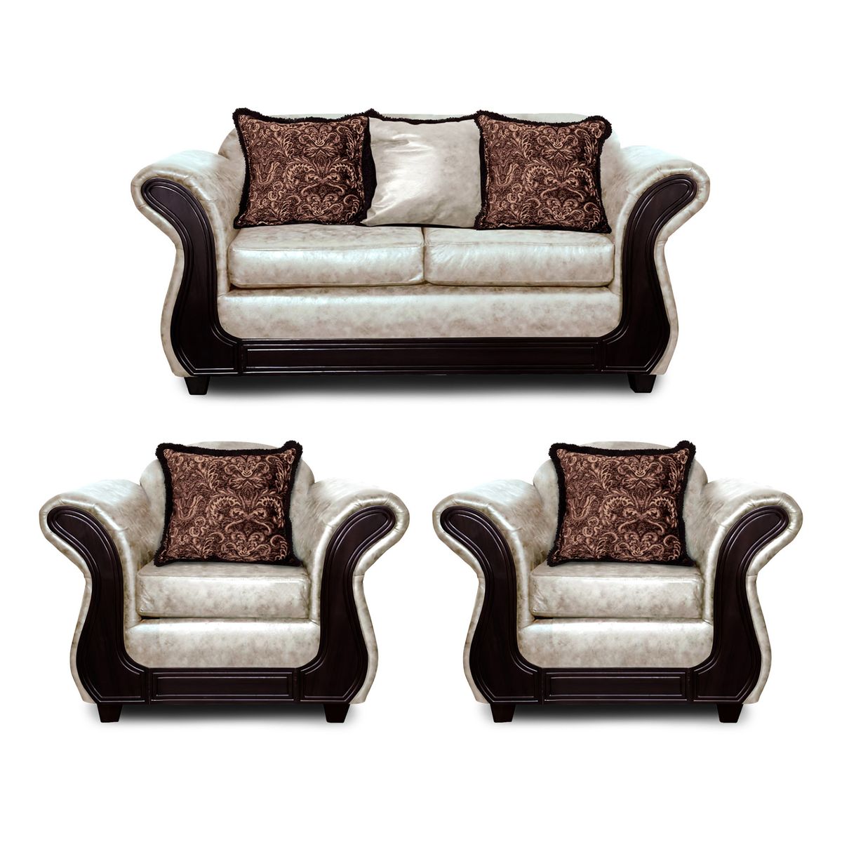 ADONIS LEUDH - Living 2+1+1 Palermo Envejecido Extra Grande Blanco Con Pelitos