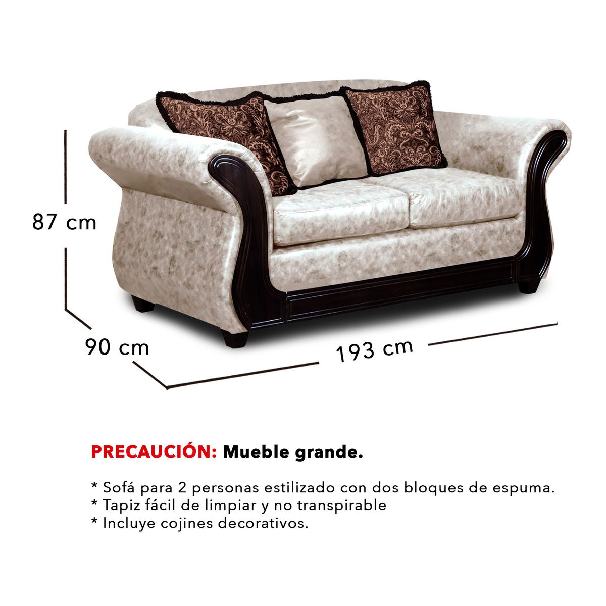 ADONIS LEUDH - Living 2+1+1 Palermo Envejecido Extra Grande Blanco Con Pelitos