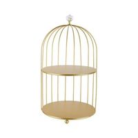Jaula Bandeja Dorada De Decoracion Metalica Multiuso dorado