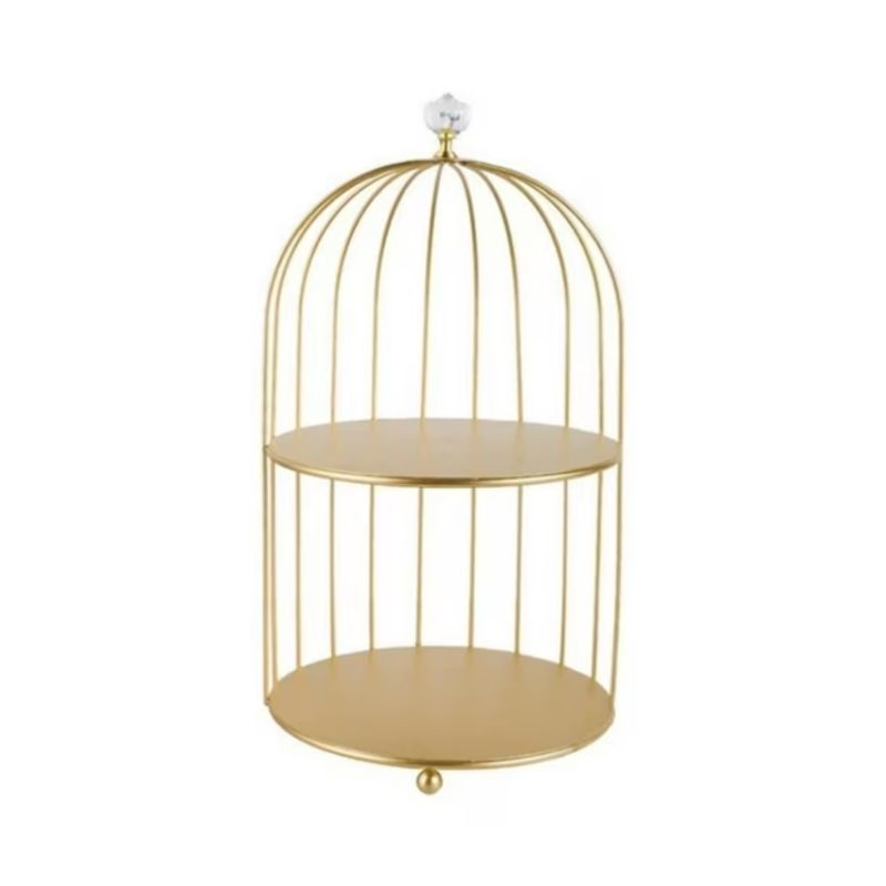 GENERICO - Jaula Bandeja Dorada De Decoracion Metalica Multiuso dorado