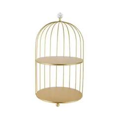 GENERICO - Jaula Bandeja Dorada De Decoracion Metalica Multiuso dorado