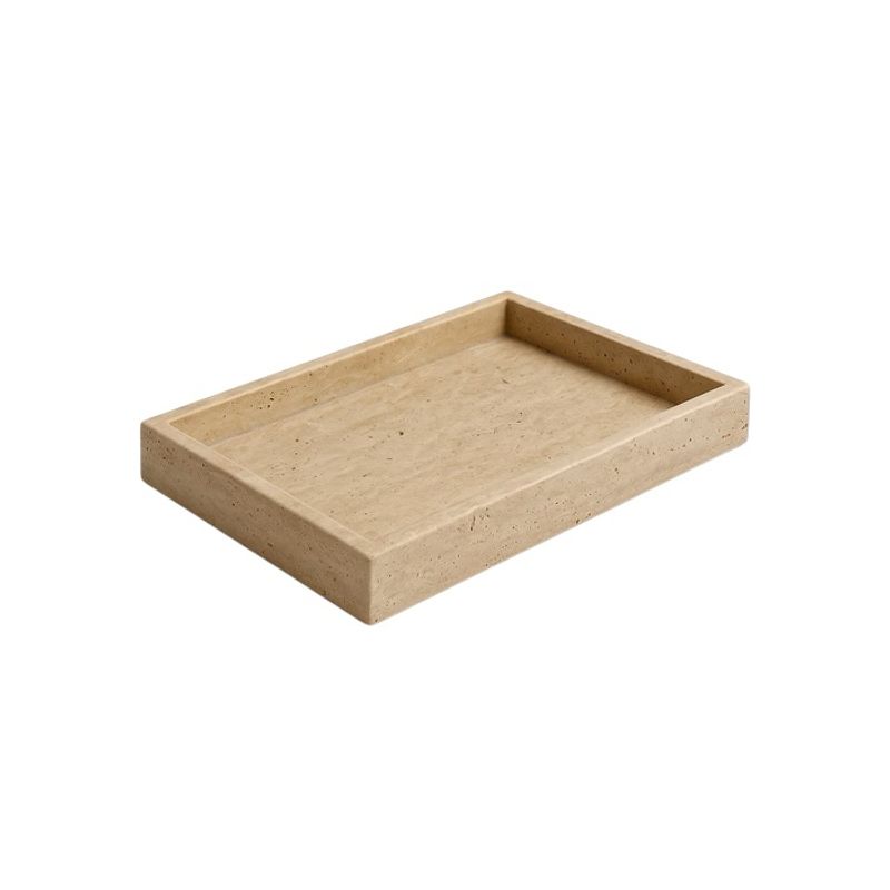 BM BRUNO MARMOL - Bandeja Rectangular de Mármol Travertino 21x15cm